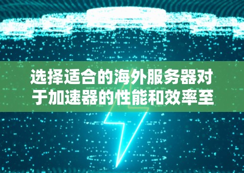 选择适合的海外服务器对于加速器的性能和效率至关重要。以下是根据您的需求和考虑因素整理的步骤和建议